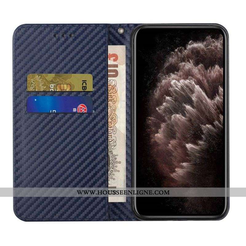 Flip Cover Xiaomi 12T / 12T Pro Fibre Carbone avec Lanière