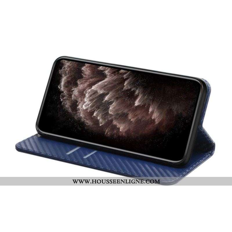 Flip Cover Xiaomi 12T / 12T Pro Fibre Carbone avec Lanière