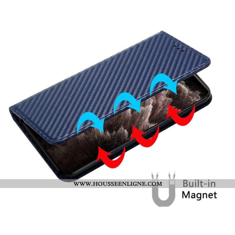Flip Cover Xiaomi 12T / 12T Pro Fibre Carbone avec Lanière