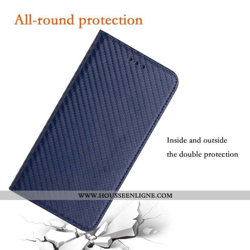 Flip Cover Xiaomi 12T / 12T Pro Fibre Carbone avec Lanière