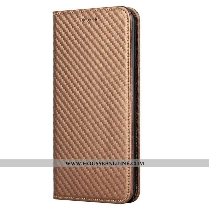 Flip Cover Xiaomi 12T / 12T Pro Fibre Carbone avec Lanière