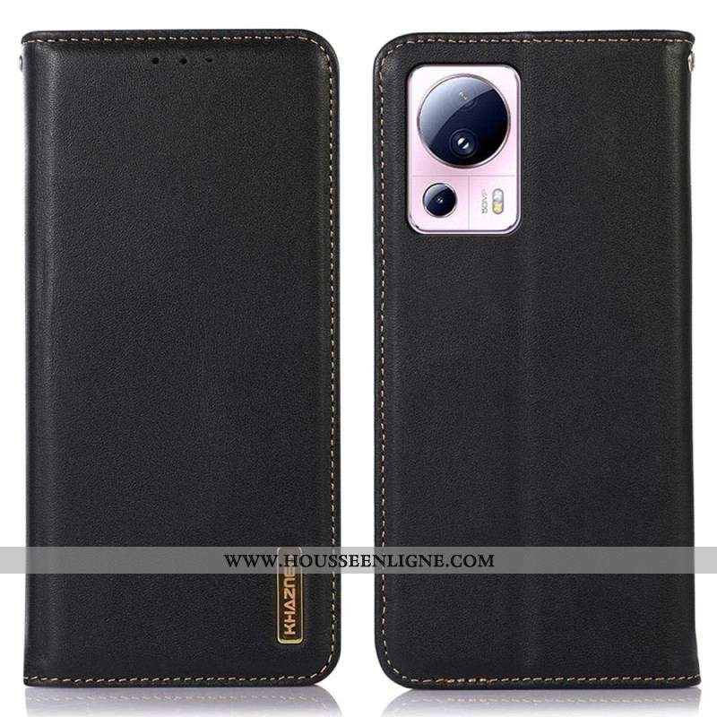 Flip Cover Xiaomi 13 Lite RFID Cuir Véritable KHAZNEH