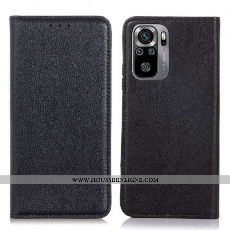 Flip Cover Xiaomi Redmi Note 10/10S/Poco M5s Cuir Fendu Litchi