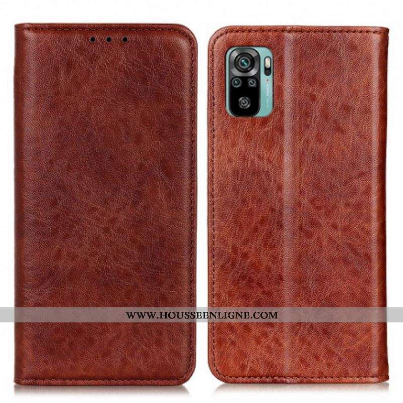 Flip Cover Xiaomi Redmi Note 10/10S/Poco M5s Effet Cuir Texturé