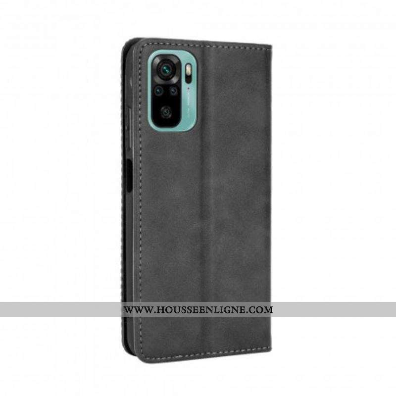 Flip Cover Xiaomi Redmi Note 10/10S/Poco M5s Effet Cuir Vintage Stylisé