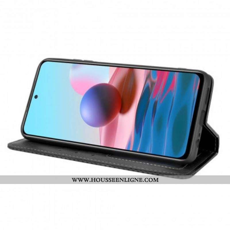 Flip Cover Xiaomi Redmi Note 10/10S/Poco M5s Effet Cuir Vintage Stylisé