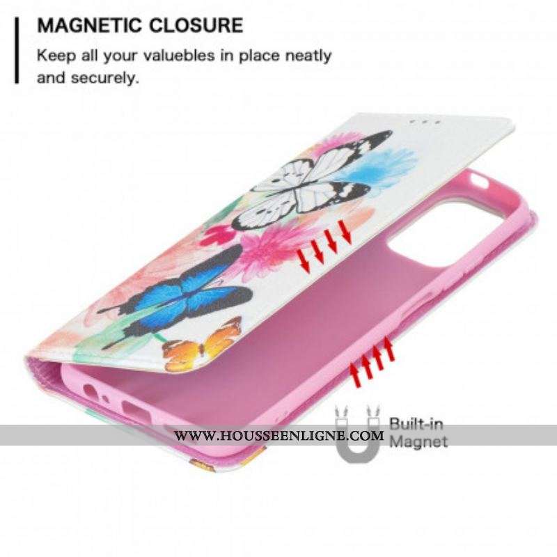 Flip Cover Xiaomi Redmi Note 10/10S/Poco M5s Papillons Colorés