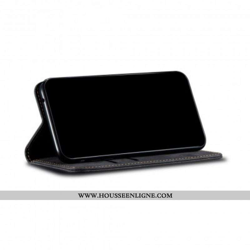 Flip Cover Xiaomi Redmi Note 10/10S/Poco M5s Tissu Jeans