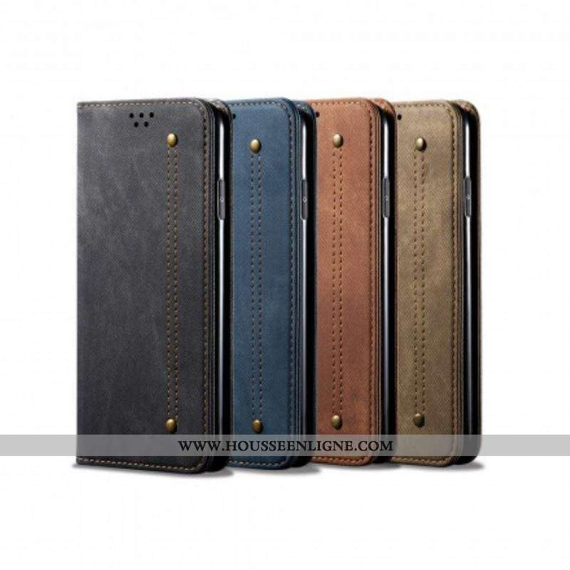 Flip Cover Xiaomi Redmi Note 10/10S/Poco M5s Tissu Jeans