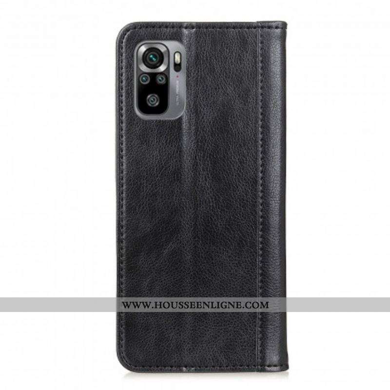Flip Cover Xiaomi Redmi Note 10/10S/Poco M5s Version Cuir Litchi Fendu