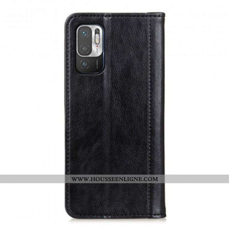 Flip Cover Xiaomi Redmi Note 10 5G / Poco M3 Pro 5G Version Cuir Litchi Fendu