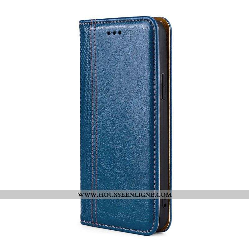 Flip Cover Xiaomi Redmi Note 10 Pro Cuir Litchi Fendu Coutures