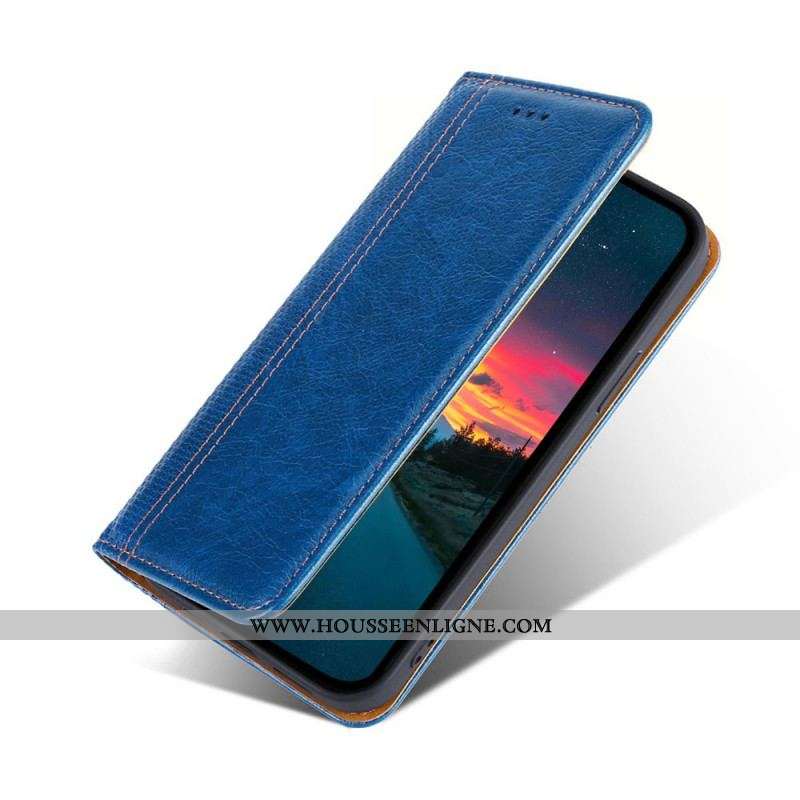 Flip Cover Xiaomi Redmi Note 10 Pro Cuir Litchi Fendu Coutures