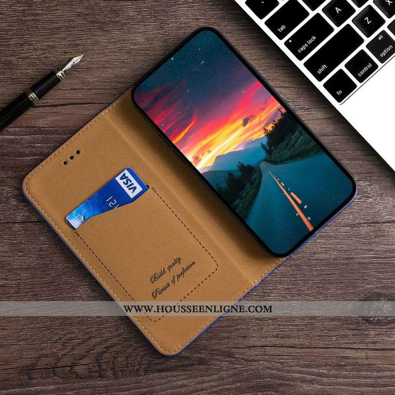 Flip Cover Xiaomi Redmi Note 10 Pro Cuir Litchi Fendu Coutures