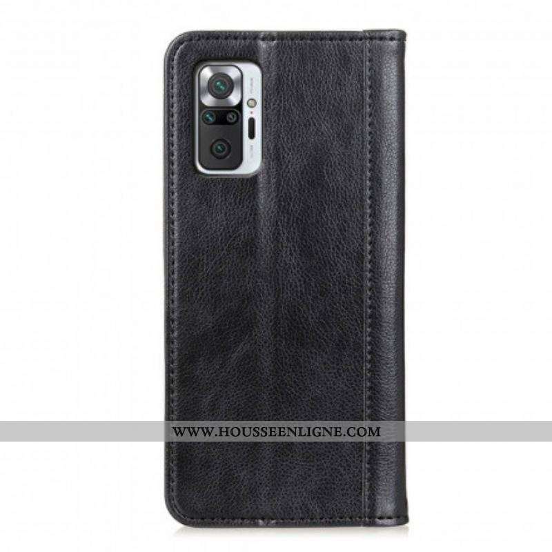 Flip Cover Xiaomi Redmi Note 10 Pro Cuir Litchi Fendu