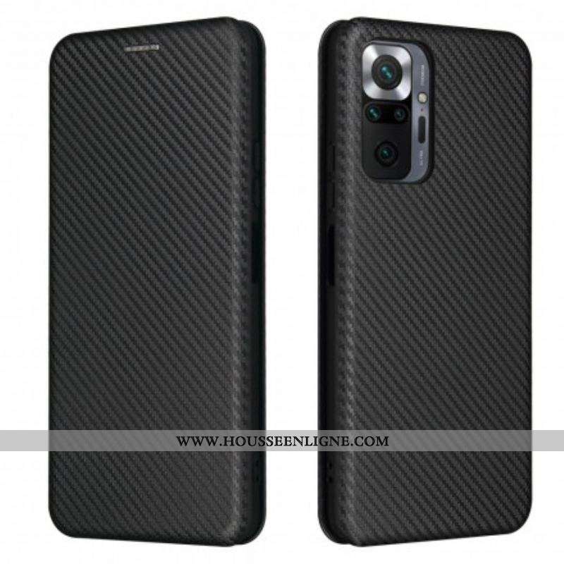 Flip Cover Xiaomi Redmi Note 10 Pro Fibre Carbone avec Anneau Support