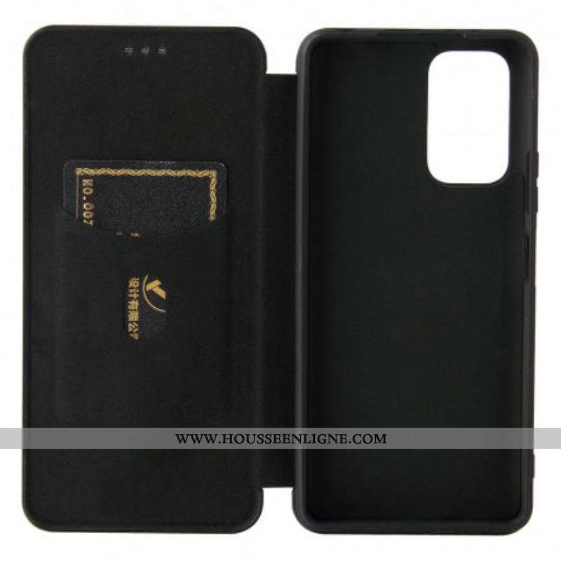 Flip Cover Xiaomi Redmi Note 10 Pro Fibre Carbone avec Anneau Support