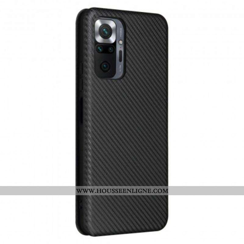 Flip Cover Xiaomi Redmi Note 10 Pro Fibre Carbone avec Anneau Support