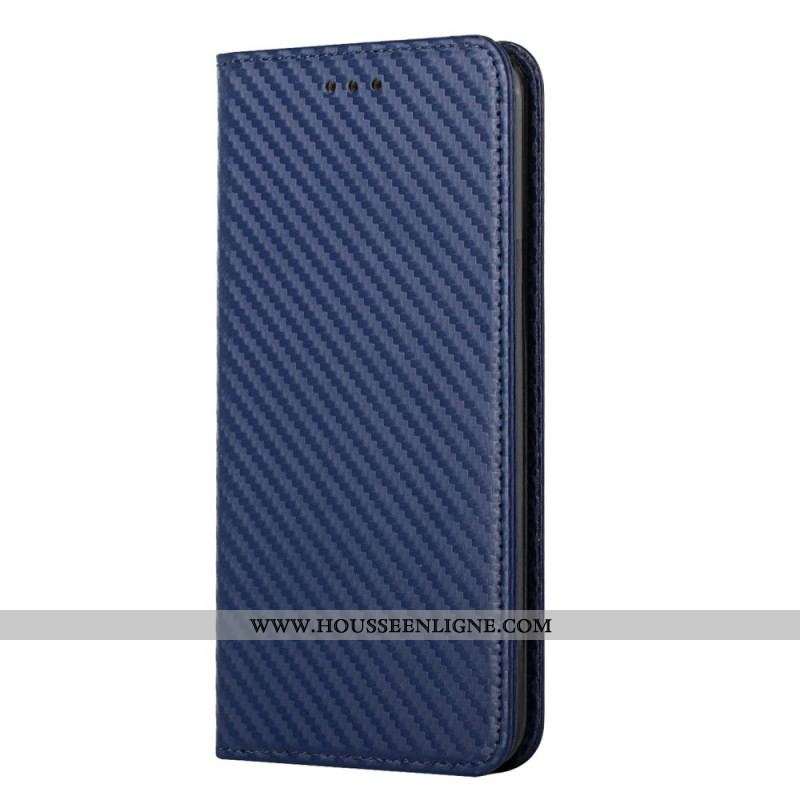 Flip Cover Xiaomi Redmi Note 10 Pro Fibre Carbone à Lanière