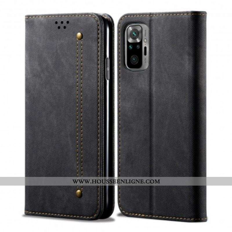 Flip Cover Xiaomi Redmi Note 10 Pro Tissu Jeans