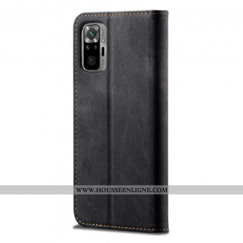 Flip Cover Xiaomi Redmi Note 10 Pro Tissu Jeans