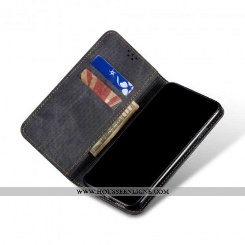 Flip Cover Xiaomi Redmi Note 10 Pro Tissu Jeans