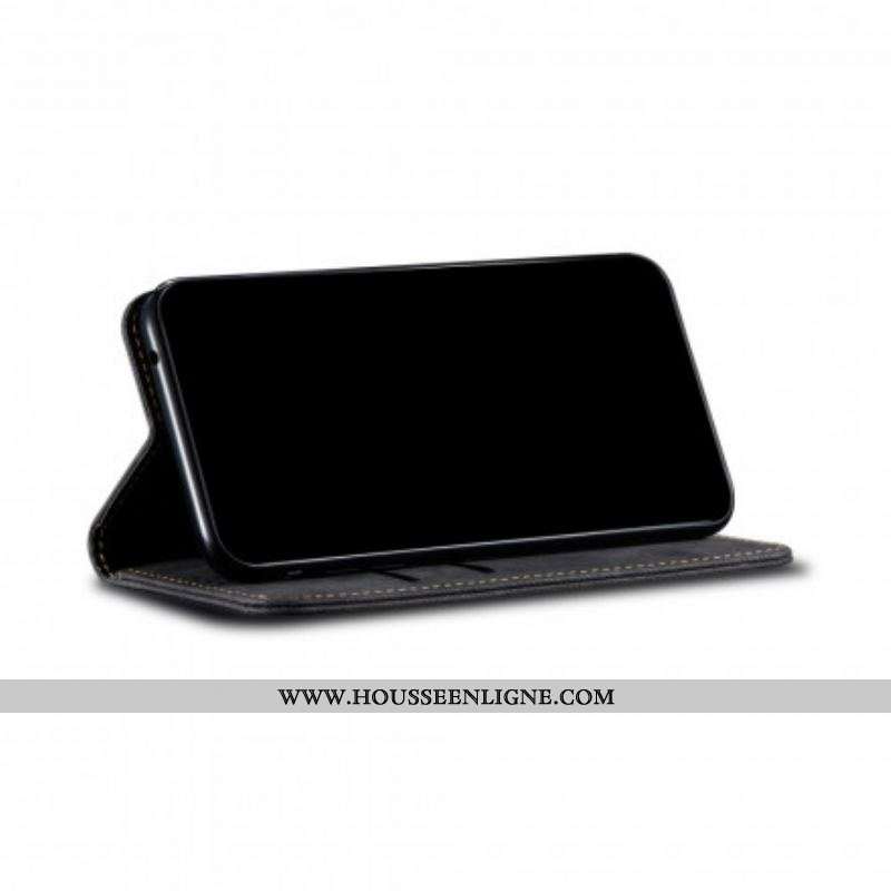 Flip Cover Xiaomi Redmi Note 10 Pro Tissu Jeans