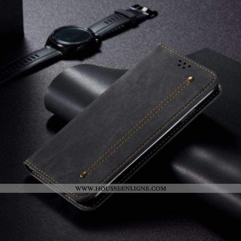 Flip Cover Xiaomi Redmi Note 10 Pro Tissu Jeans