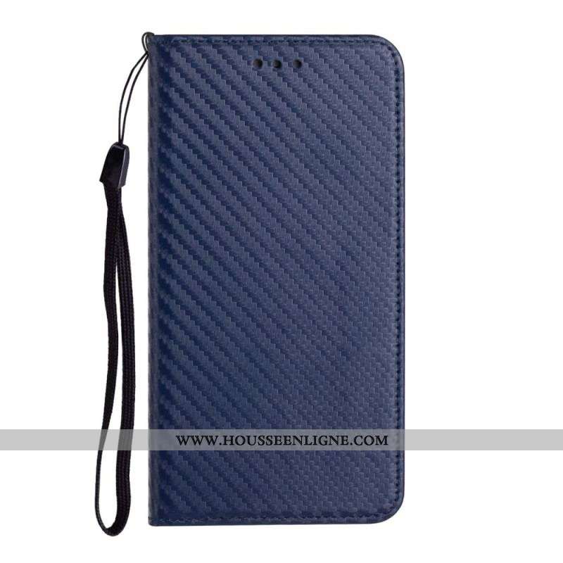 Flip Cover Xiaomi Redmi Note 11 Pro Plus 5G Fibre Carbone à Lanière