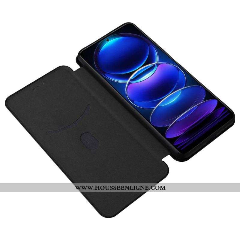 Flip Cover Xiaomi Redmi Note 12/Poco X5 5G Fibre Carbone