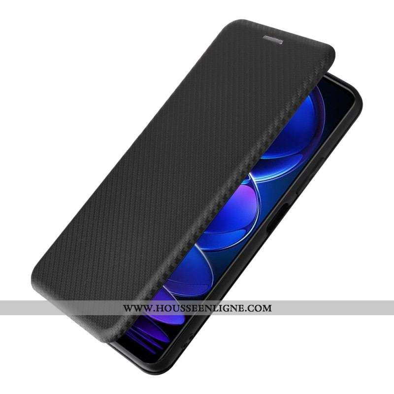 Flip Cover Xiaomi Redmi Note 12/Poco X5 5G Fibre Carbone