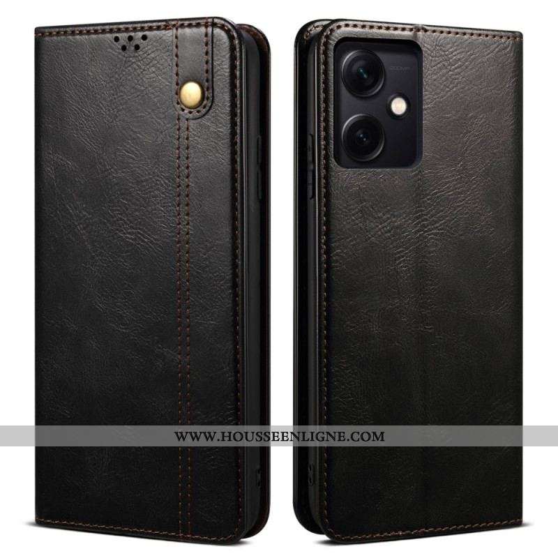 Flip Cover Xiaomi Redmi Note 12/Poco X5 5G Simili Cuir Ciré