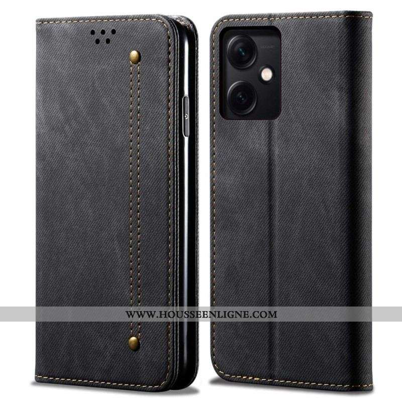 Flip Cover Xiaomi Redmi Note 12/Poco X5 5G Tissu Jeans