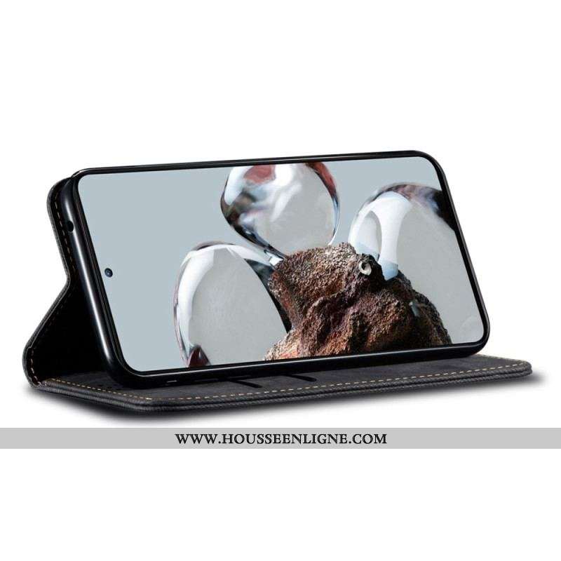 Flip Cover Xiaomi Redmi Note 12/Poco X5 5G Tissu Jeans