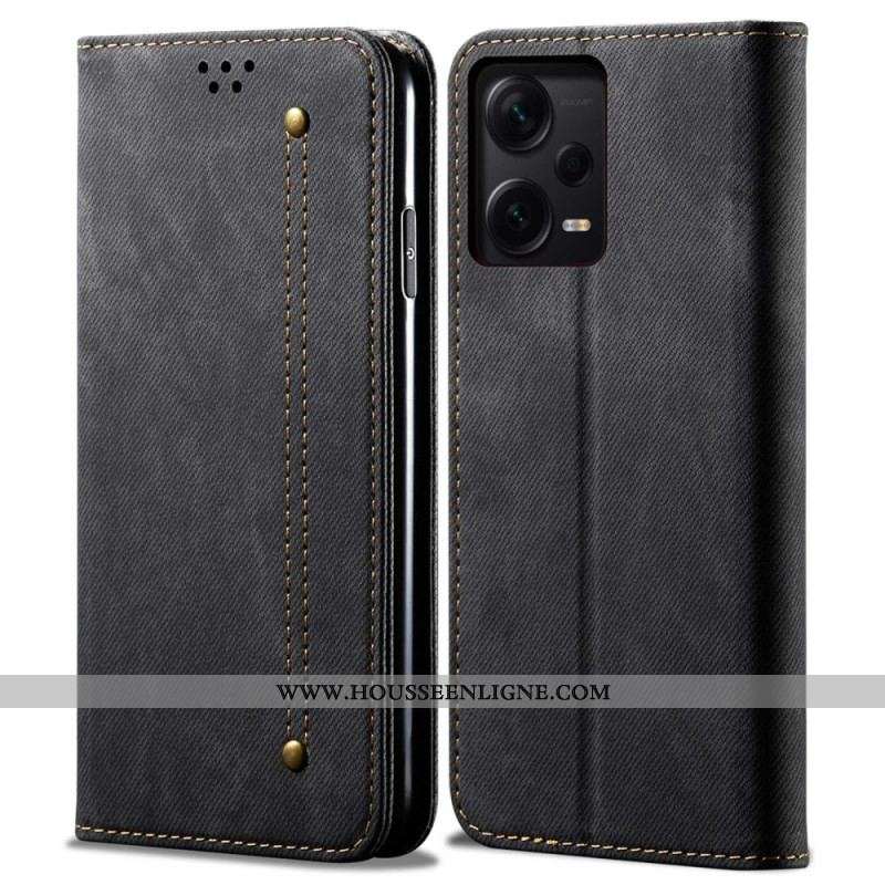 Flip Cover Xiaomi Redmi Note 12 Pro Plus Tissu Jeans