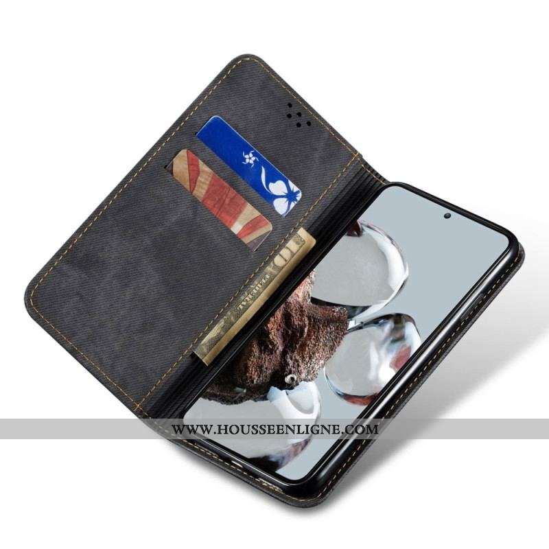 Flip Cover Xiaomi Redmi Note 12 Pro Plus Tissu Jeans