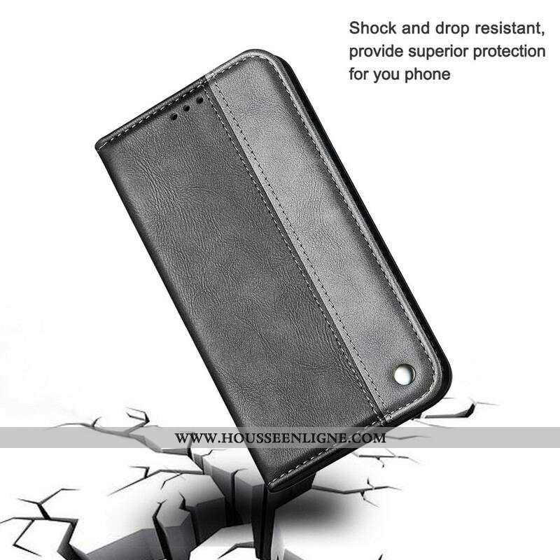 Flip Cover iPhone 13 Mini Bicolore Effet Cuir