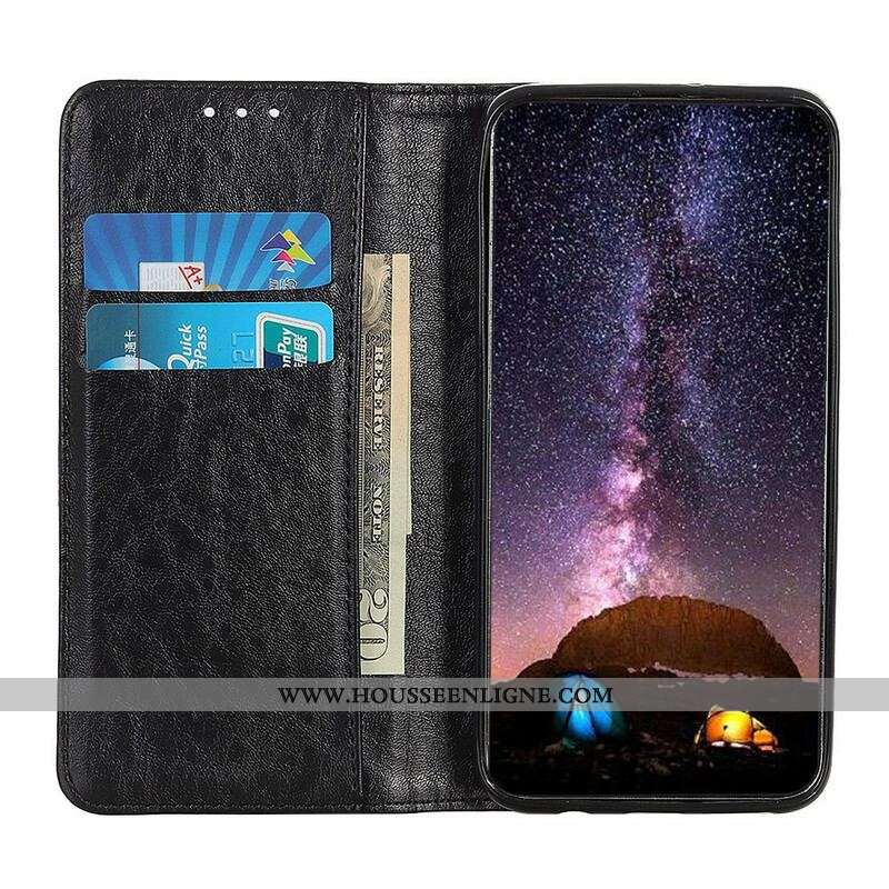 Flip Cover iPhone 13 Mini Cuir Fendu Texturé