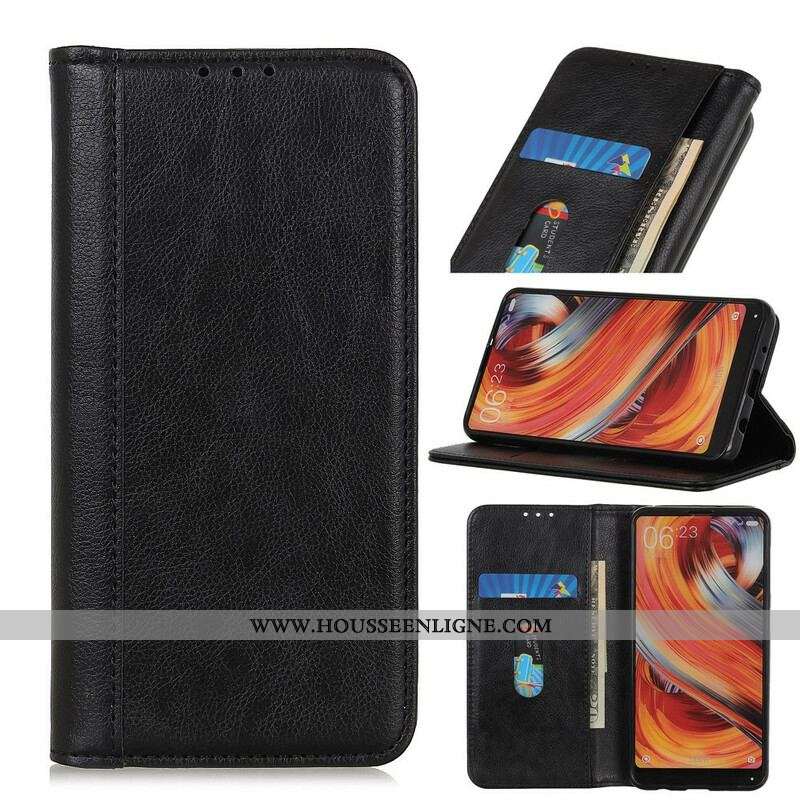 Flip Cover iPhone 13 Mini Cuir Litchi Fendu Élégance