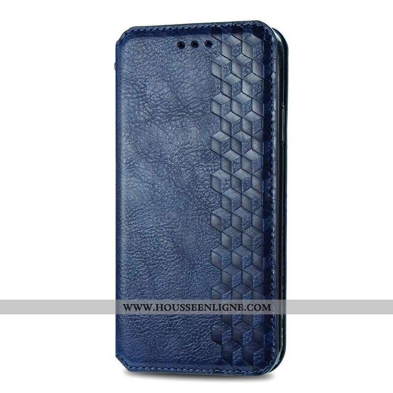 Flip Cover iPhone 13 Mini Effet Cuir Texture Diamant