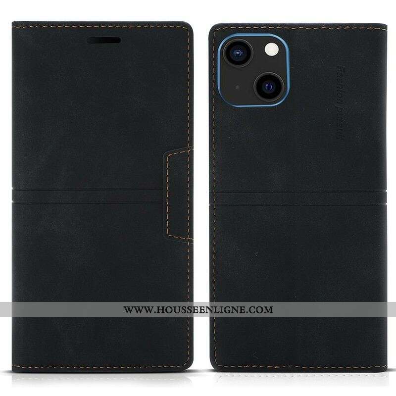 Flip Cover iPhone 13 Mini Style Cuir Couture Fermoir Magnétique