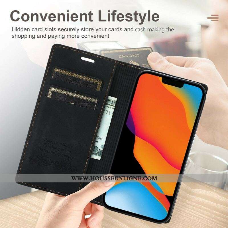 Flip Cover iPhone 13 Mini Style Cuir Couture Fermoir Magnétique