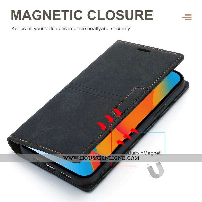 Flip Cover iPhone 13 Mini Style Cuir Couture Fermoir Magnétique