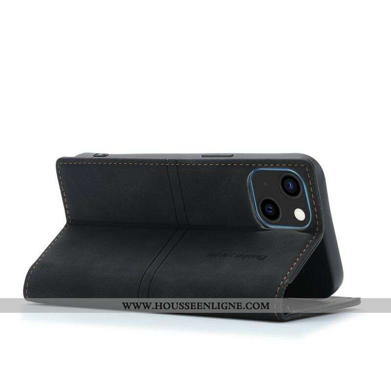 Flip Cover iPhone 13 Mini Style Cuir Couture Fermoir Magnétique