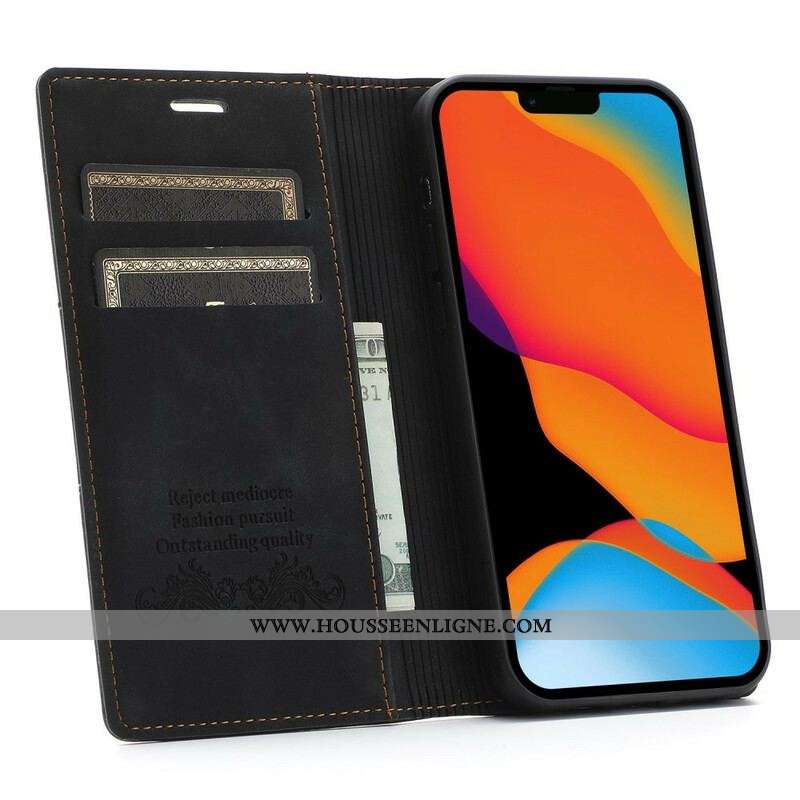 Flip Cover iPhone 13 Mini Style Cuir Couture Fermoir Magnétique