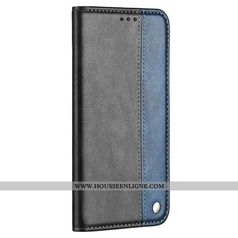 Flip Cover iPhone 13 Pro Bicolore Effet Cuir