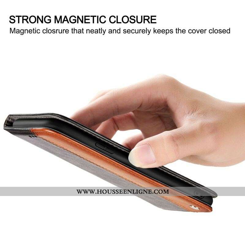 Flip Cover iPhone 13 Pro Bicolore Effet Cuir