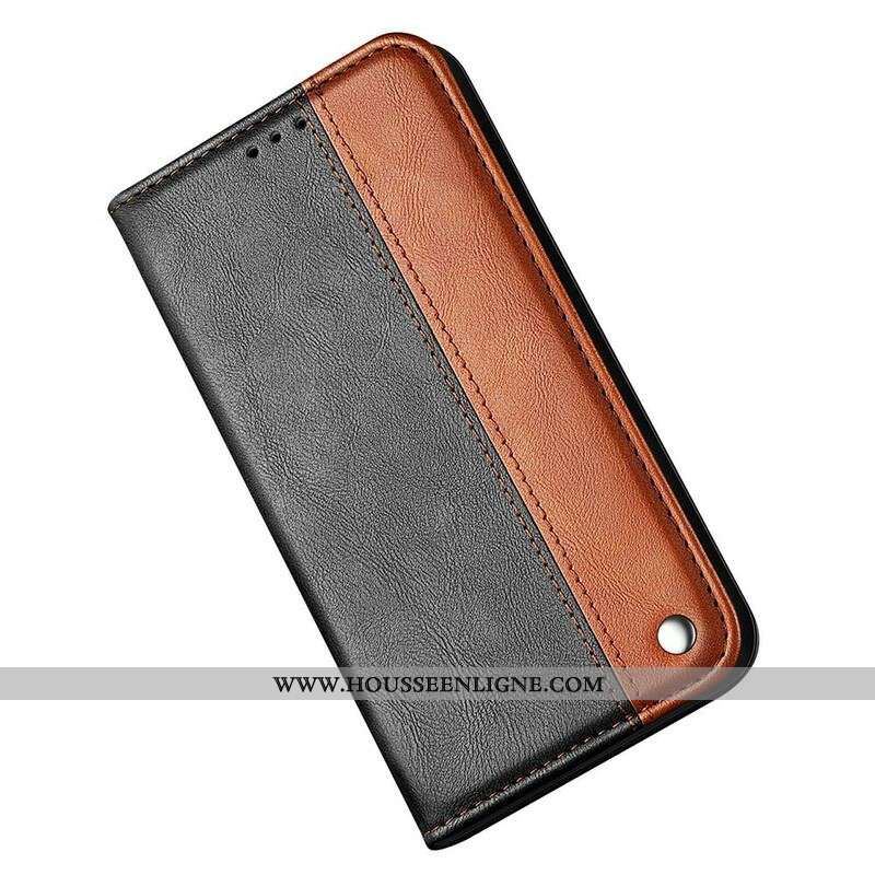 Flip Cover iPhone 13 Pro Bicolore Effet Cuir