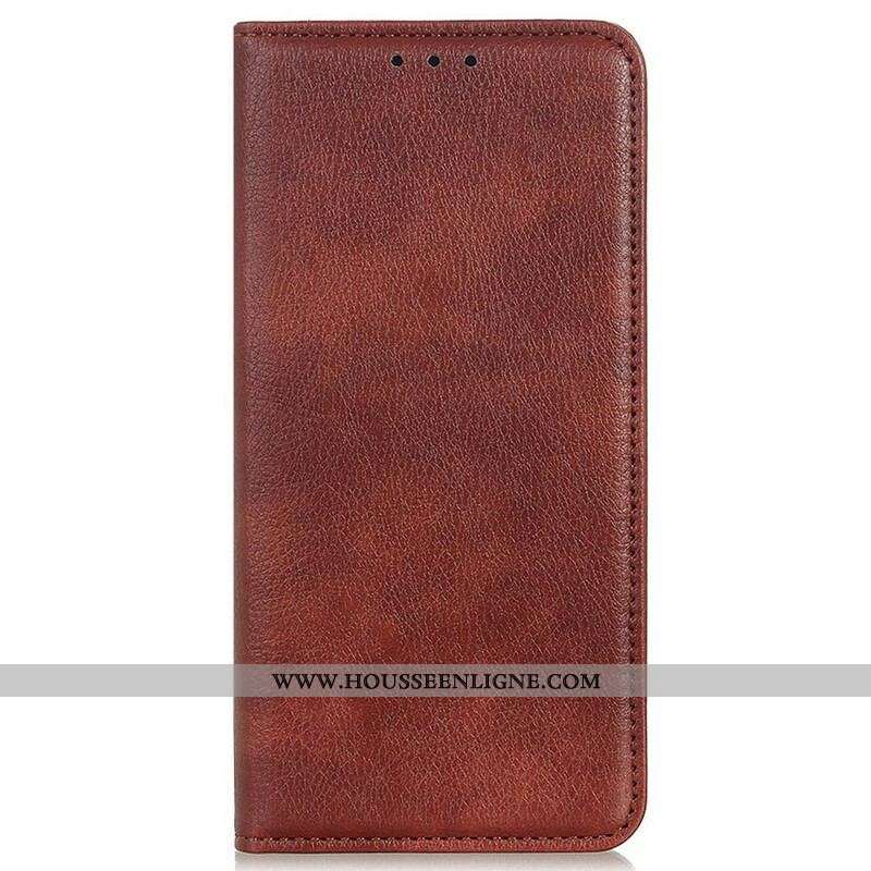 Flip Cover iPhone 13 Pro Cuir Litchi Fendu