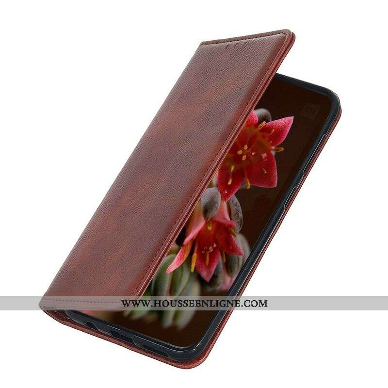 Flip Cover iPhone 13 Pro Cuir Litchi Fendu